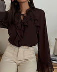 Blusa in Chiffon Marrone