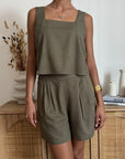 Canotta Cropped Aluna Verde Kaki