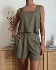 Canotta Cropped Aluna Verde Kaki