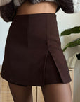 Gonna-Pantaloncino Skort Marrone