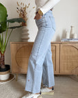 Jeans Denim Chiaro Ricamo Fiori