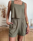 Canotta Cropped Aluna Verde Kaki