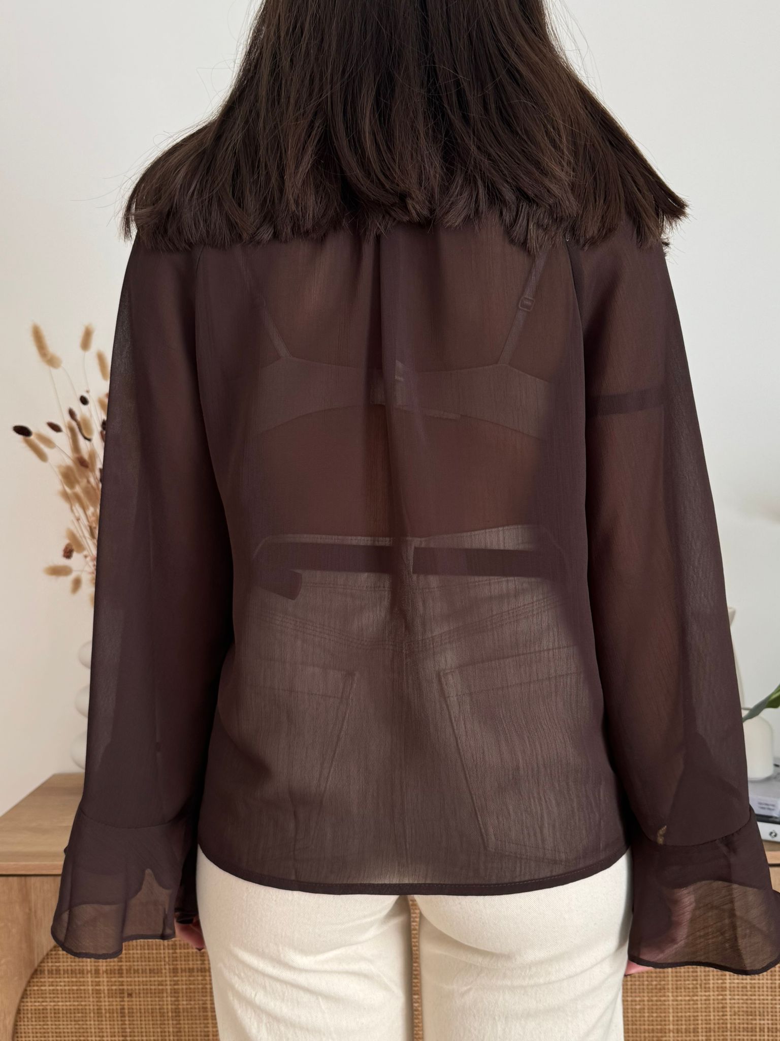 Blusa in Chiffon Marrone