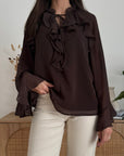 Blusa in Chiffon Marrone