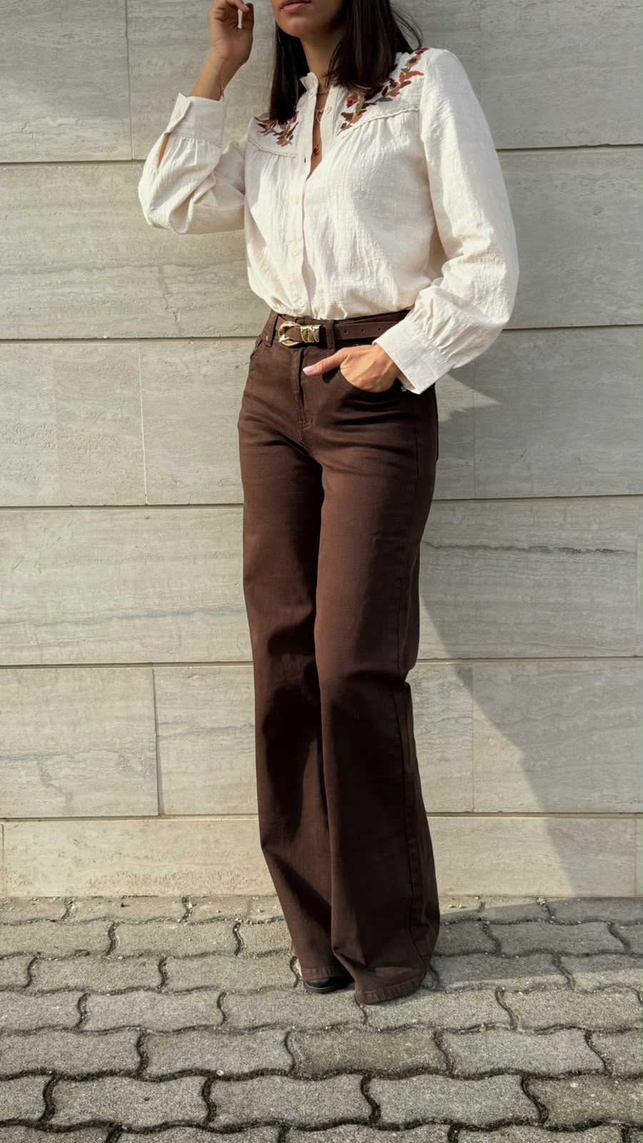 Jeans Denim Wide - marrone - vista 1