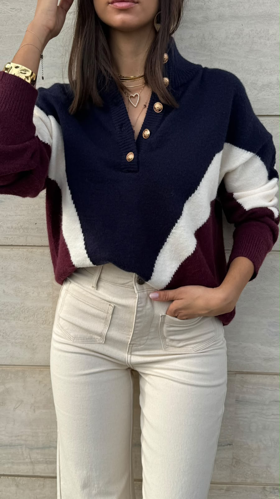 Maglia Judie - blu navy panna bordeaux - vista 6