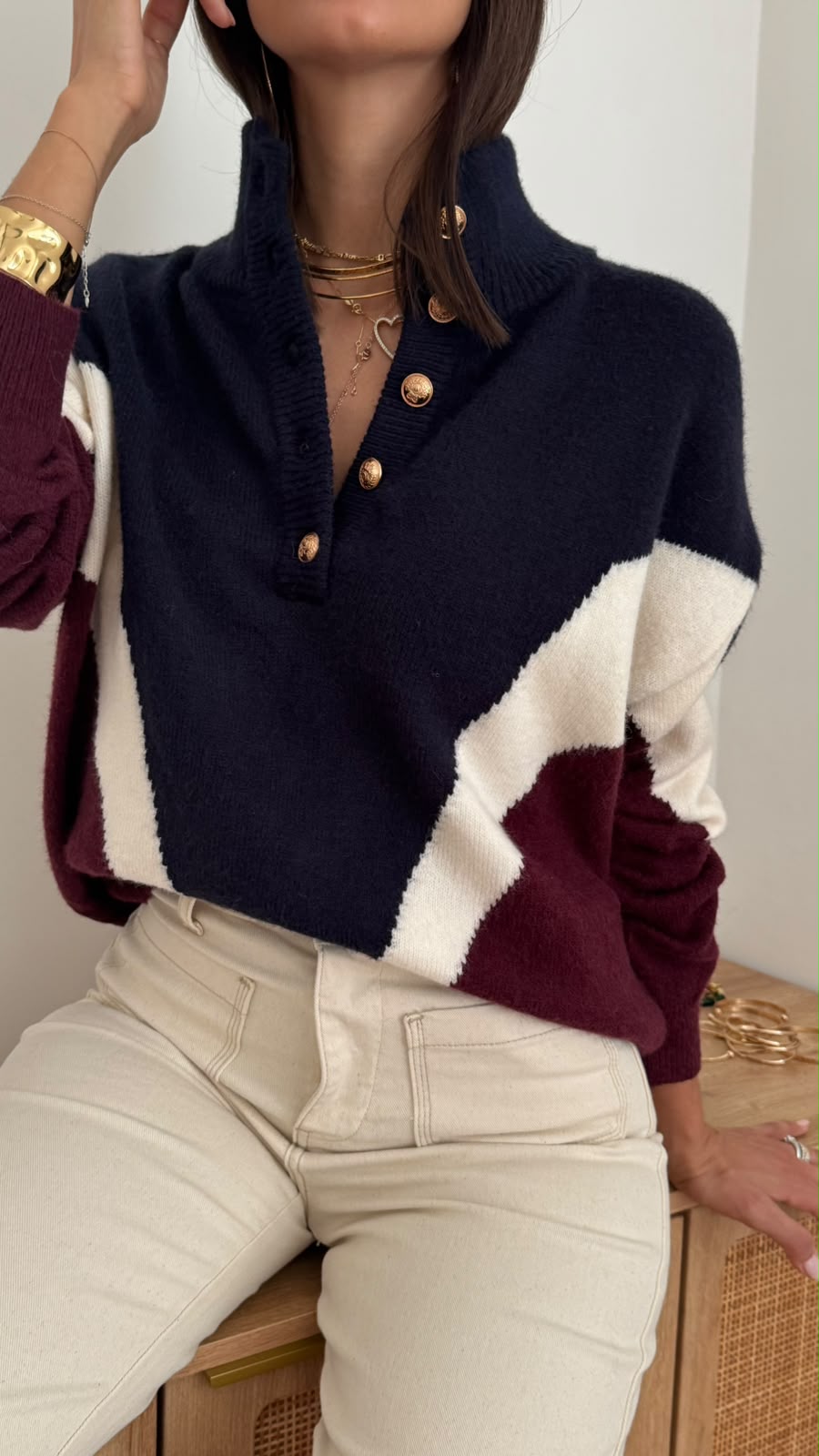 Maglia Judie - blu navy panna bordeaux - vista 5