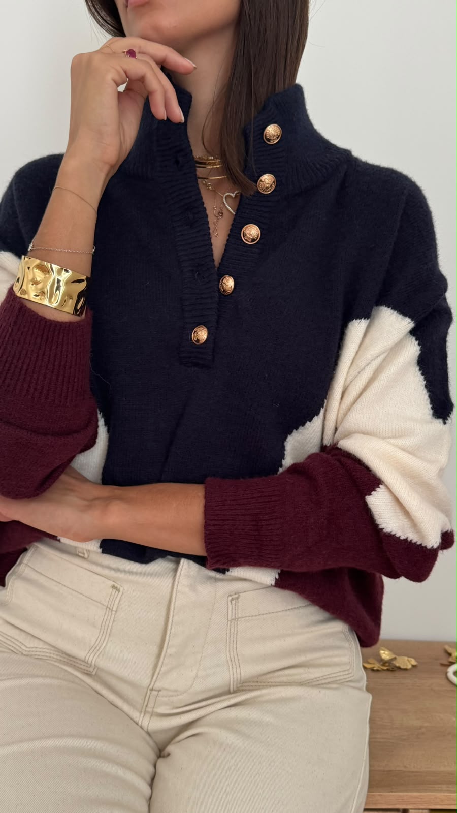 Maglia Judie - blu navy panna bordeaux - vista 2